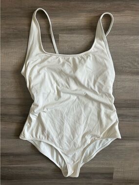 Ribbed White One-Piece Swimsuit